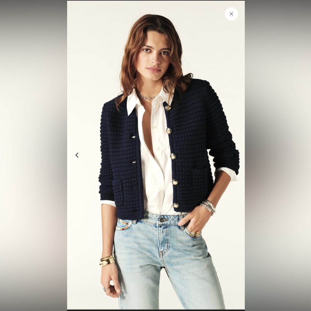 🪻💙Authentic Ba&sh Gaspard Knitted Cardigan size 2 equals to S to M 💙🪻- Navy